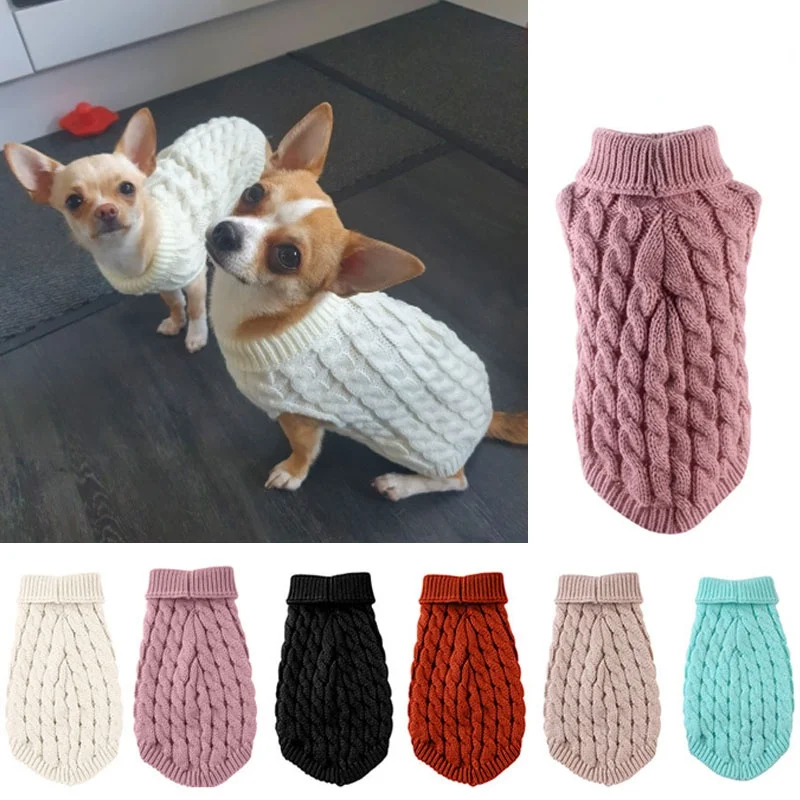 

Warm Sweater for Dog Turtleneck Winter autumn Puppy Knitted Clothing Cat Kitten Clothes Costume For Small Dogs Chihuahua Outfit