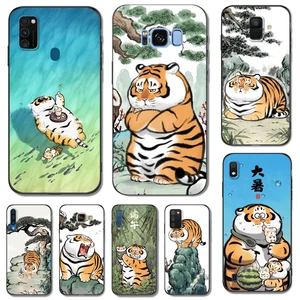 Black tpu Case For Samsung galaxy J2 J4 J6 J8 core plus 2018 cartoon fat tiger