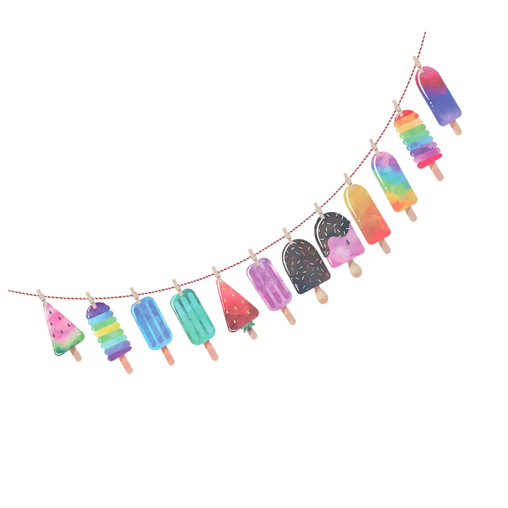 

Ice Cream Hanging Swirl Summer Flag Popsicle String Pendant Wreath Pennant Garland Bunting Banner