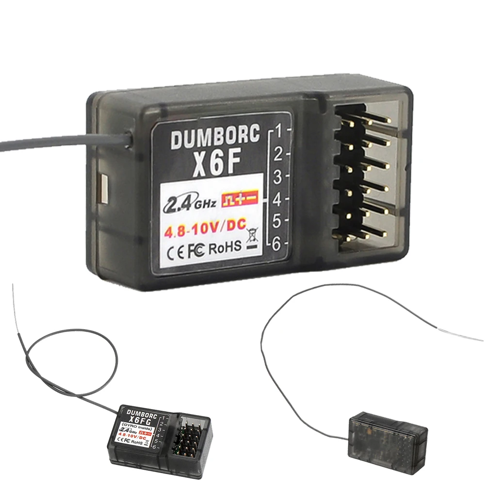

DUMBORC 2.4G 6CH X6FG X6F Receiver Spread Spectrum FHSS with Gyro for Car/boat/tank Remote Controller X6 Transmitter