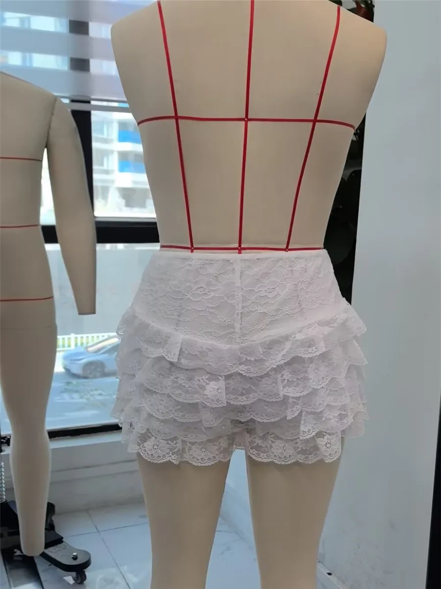 Женские многоярусные кружевные шорты с оборками летние многослойные женские