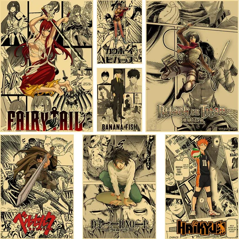 Винтажные Классические Постеры с героями аниме крафт-бумага сказочный