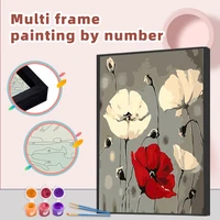 gatyztory diy painting by numbers with multi aluminium frame kits 60x75cm flowers picture paint home decor unique gift