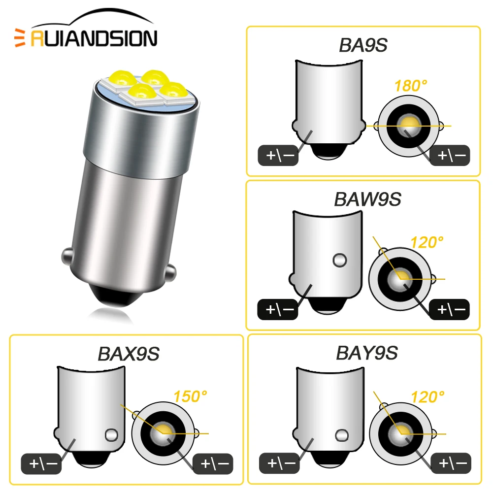 2 шт., 10-60 в, автомобильные грузовики, фрезерная лампа заднего хода, лампа заднего хода BA9S T4W BAX9S H6W H21W BAY9S 64136 BAW9S 3030 4SMD, неполярный белый