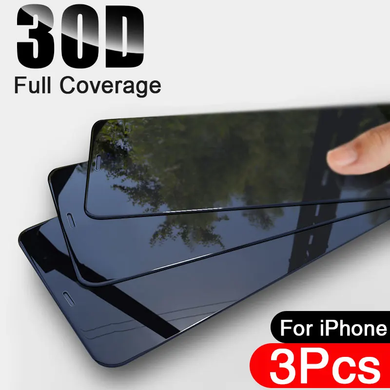 

Black Edge Screen Protector For iPhone 12 11 13 Pro Max XR XS Max 3D Safety Protective Tempered Glass For iPhone 12 13 Mini Film