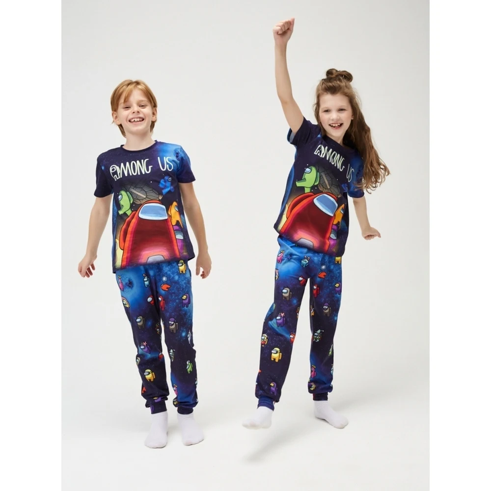 Пижамный комплект для мальчика и девочки FortyFour KPJ002c синий 100% хлопок