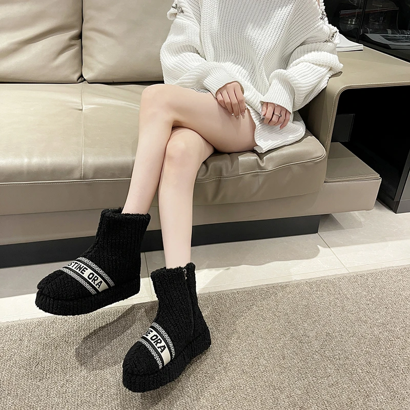 

Женские ботильоны из овечьей шерсти на толстой подошве, теплые удобные нескользящие дышащие ботильоны из хлопка Advanced Sense Plus, 100