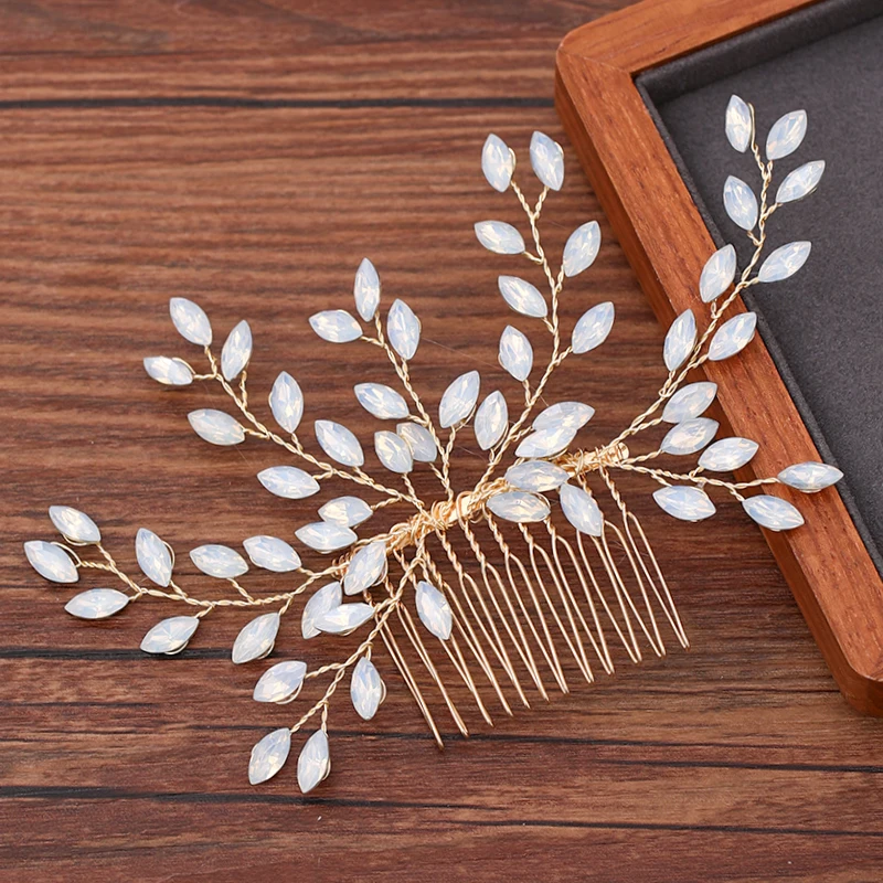 

Women Hair Comb Jewelry Wedding Hair Accessories Rhinestone Pearl Bridal Hair Comb Ladies Hair Jewelry Light Gold Comb Headpiece