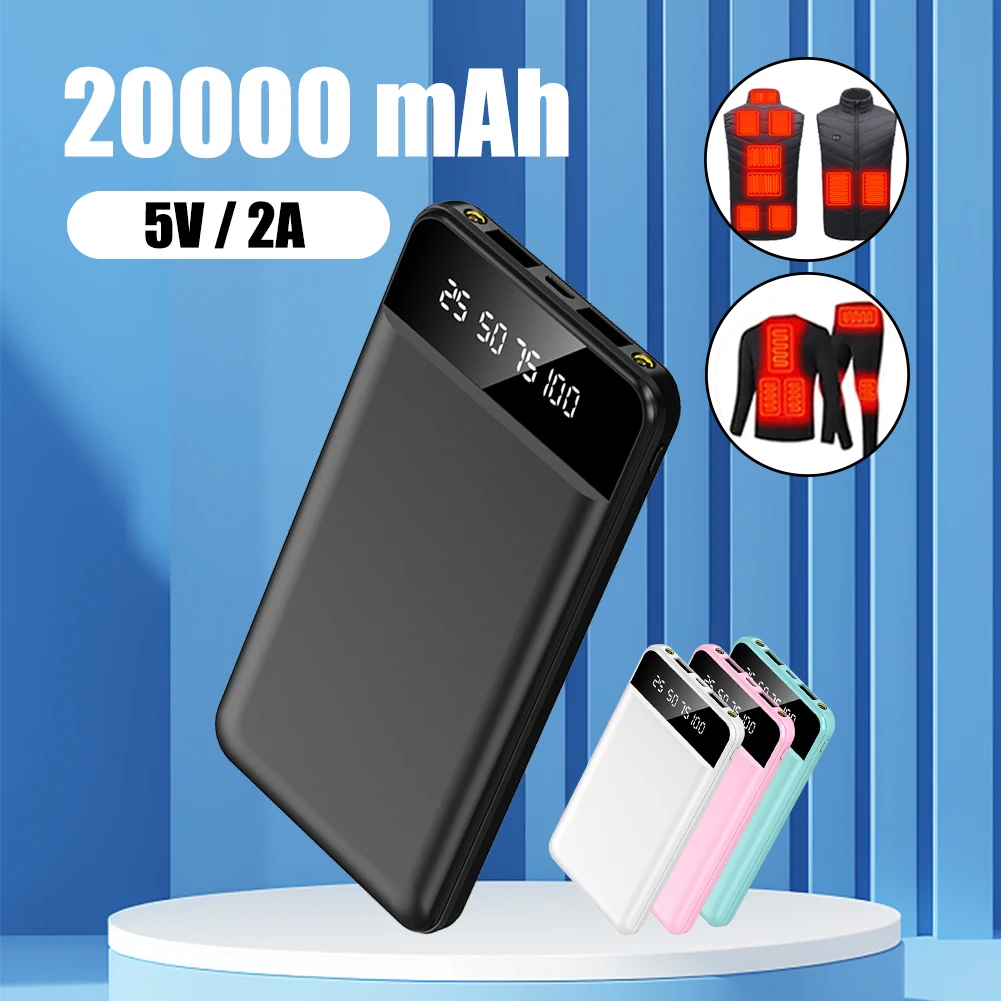 Портативный внешний аккумулятор 20000 Ач 5 В/2 А два выхода USB со светодиодным