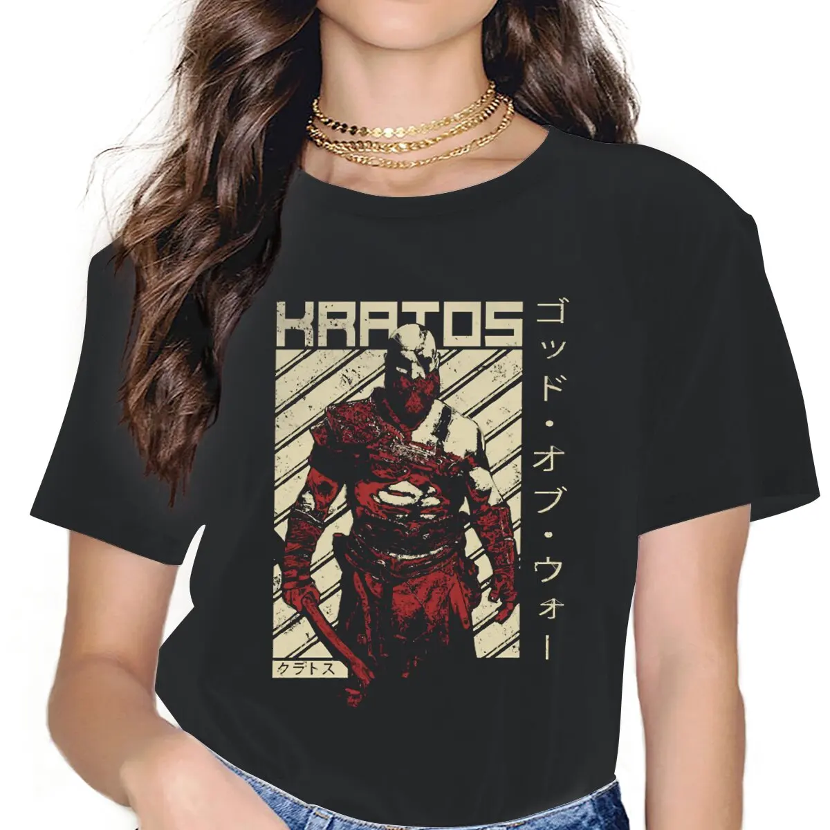 

Women Retro Kratos Classic T Shirts God of War Game 100% Cotton Tops Humorous Short Sleeve Crew Neck Tee Shirt Gift Idea T-Shirt