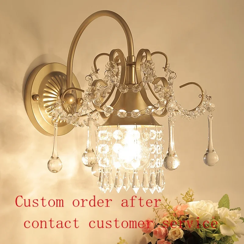 

Scandinavian light luxury living room bedroom crystal wall lamp French European modern corridor lamps