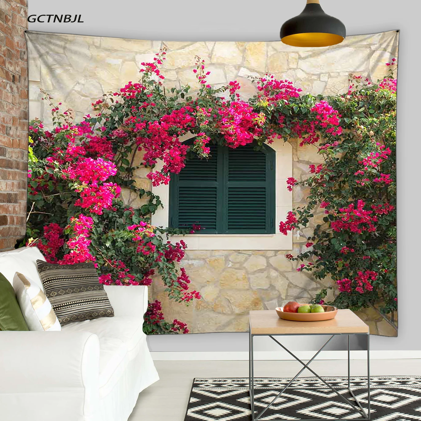 

Retro Brick Walls Vine Flowers Tapestry Spring Floral Plants European Style Wall Hanging Garden Landscape Chic Decor Tapestries