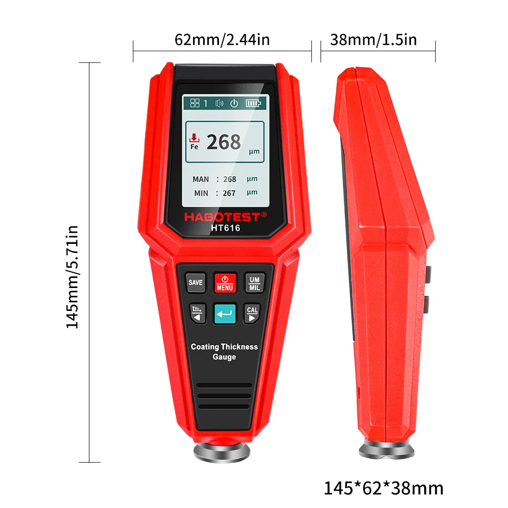 HABOTEST толщиномер покрытия 0 1 микрон/0-1500 тестер толщины автомобильной краски