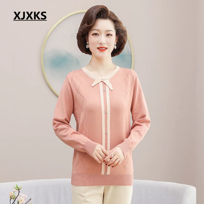 

XJXKS Loose Oversize Women's Sweater 2023 Spring Autumn Winter New High-end Wool Knitted Pullover Ladies Jumper