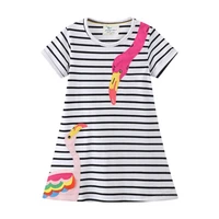 2022 new summer flamingo baby girls tutu dress outfits dress cotton casual stripe toddler short sleeve soft breathable 3 7t