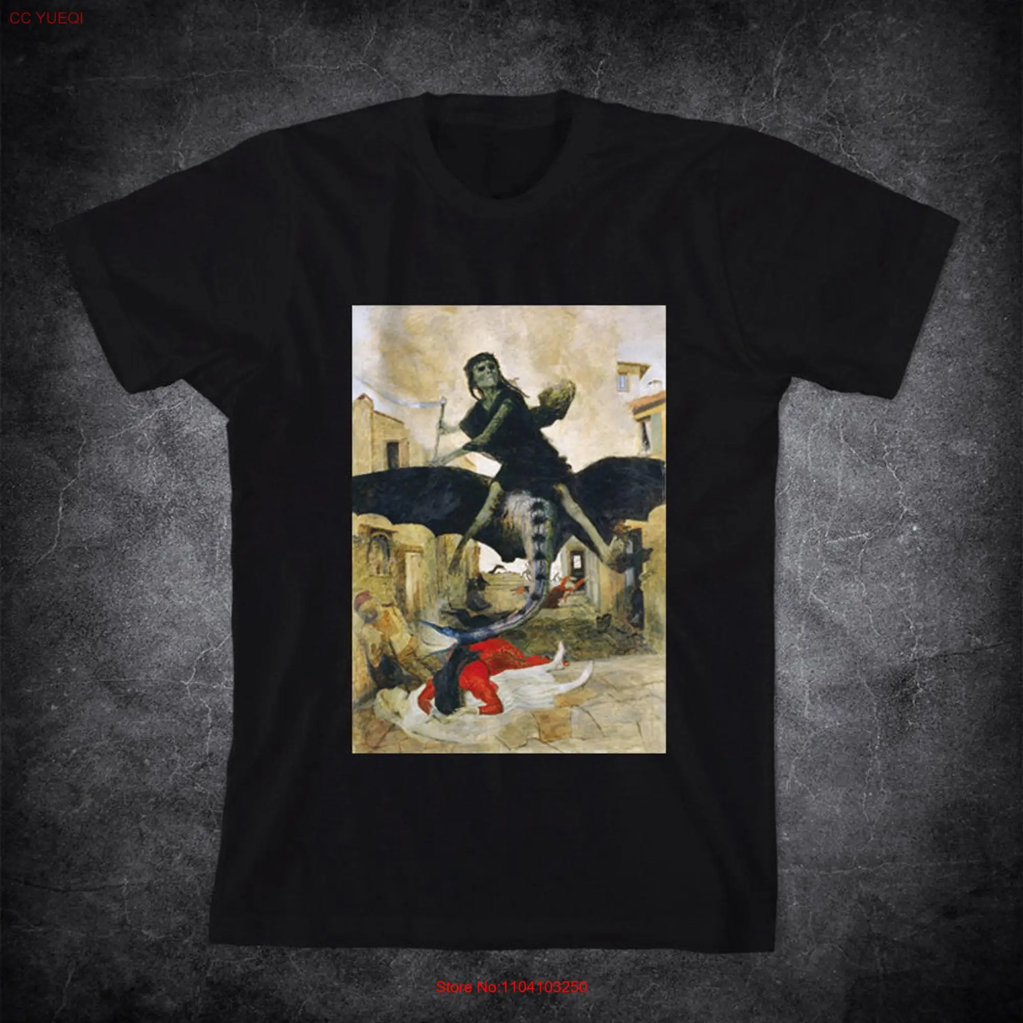 Чумная футболка Арнольда боклина 1898 бёклин черная с длинным или коротким рукавом