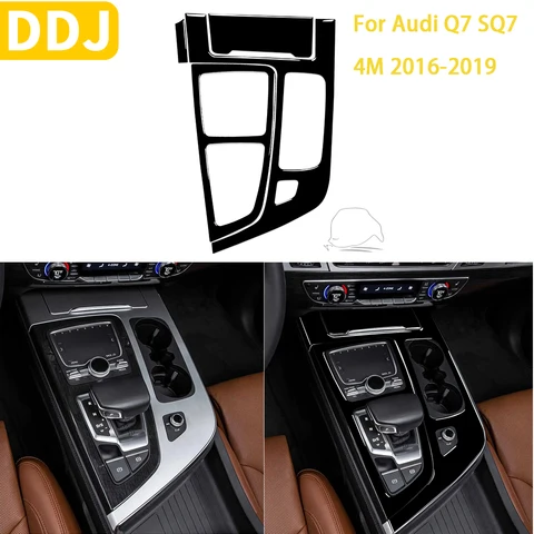 Автомобильные аксессуары для Audi Q7, SQ7, 4 м, 2016, 2017, 2018, 2019, Черная внутренняя панель переключения передач, декоративная наклейка, пластиковое украшение