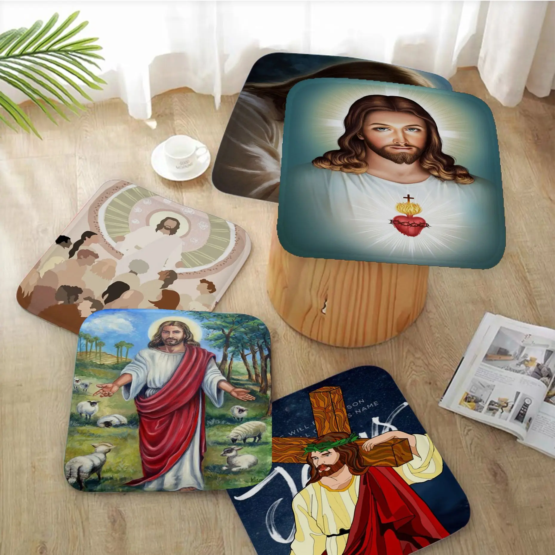 

Jesus Christ Four Seasons Seat Pad Household Cushion Soft Plush Chair Mat Winter Office Bar Outdoor Garden Cushions