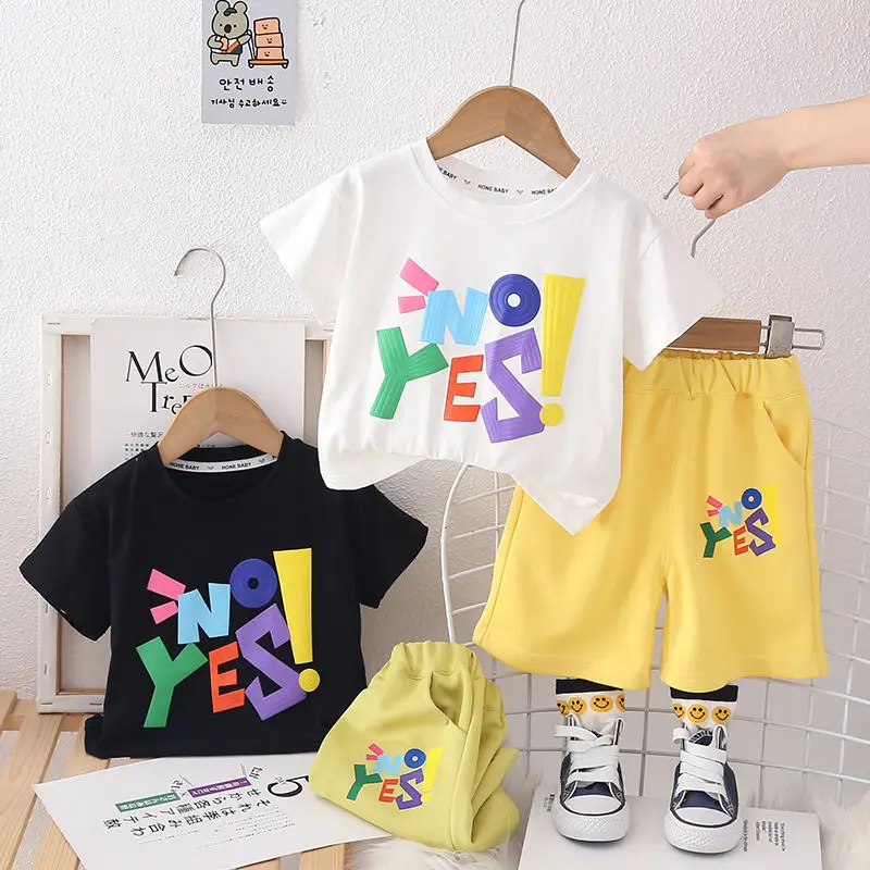 2 шт./комплект Детские хлопковые футболки и шорты