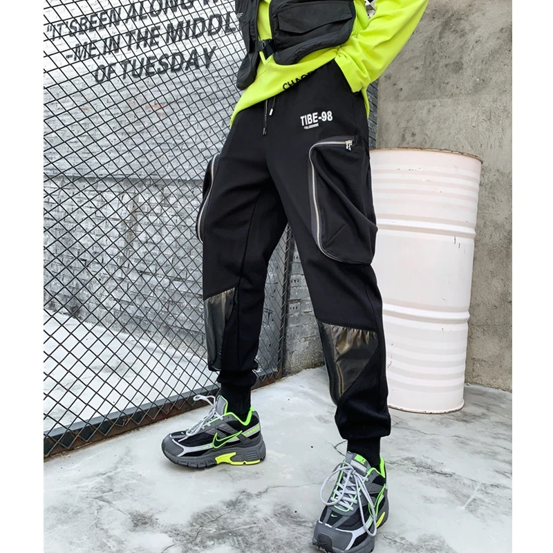

Fashion Japanese Men's Clothing Patchwork Pockets Cargo Pants Harajuku Hip Hop Sweatpant Male Joggers Track Trousers Streetwear