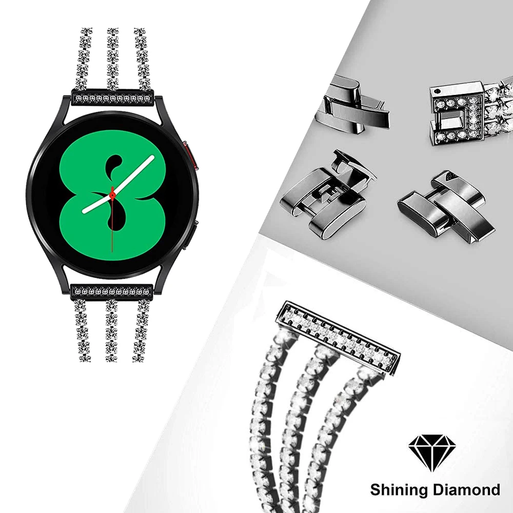 Women Diamond Stainless Steel Strap for Samsung Galaxy Watch 4 Classic 46mm 42mm/Watch4 44mm 40mm Band Metal Wristbands Bracelet