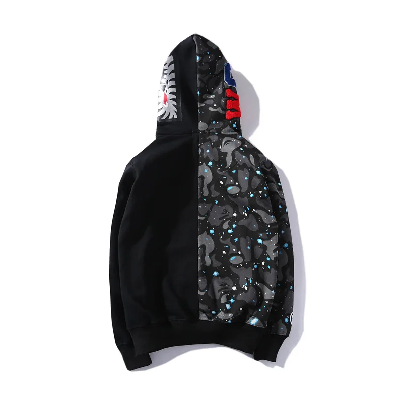 Hoodies Fall Winter Bape Shark Men Casual Patchwork Luminous Coat Harajuku Sweatshirts Clothing Jacket With Zipper |