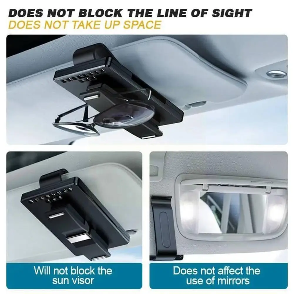

3 IN 1 Car Glasses Clip Glasses Card Pen ABS Portable Plate Holder Car Accessories Eyewear Number Phone Ticket Stand Clip K3P2