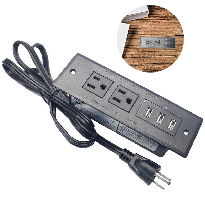 

PDU 3 Pin power extension 3 usb strip/2 Outlet USA Power extension socket with rack
