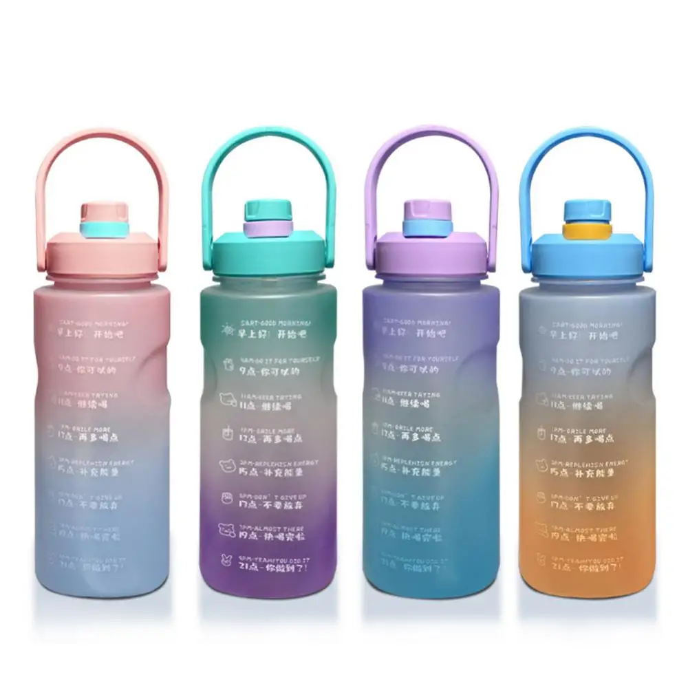 

Water Bottle 1800ml Large Capacity With Straw Time Marker Drink Reminder Hot Water Leakproof Outdoor Sports Fitness Gym Bottle