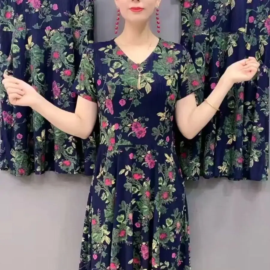 Новая летняя одежда для мам эластичное платье из ледяного шелка с боковыми