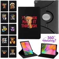 360 rotating tablet stand case for samsung galaxy tab a8 10 5tab a7 10 4a 10 1tab s6 lite 10 4 bear print flip shell cover