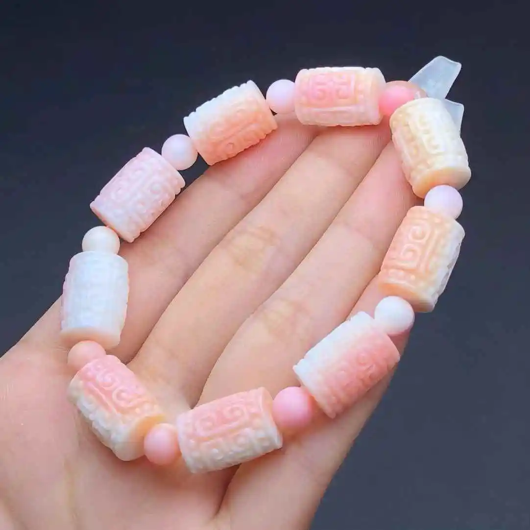 От 14 до 15 мм натуральный ракушка конка драгоценный камень кристалл ведро браслет