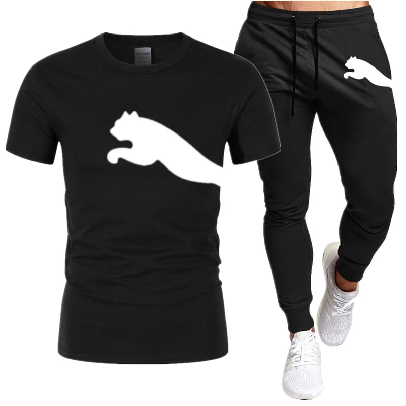 

Summer Hot-selling T-shirt+trousers Set Casual Brand Fitness Jogger Pants T-shirts Hip Hop Fashicon Men Tracksuit Men 2piece Set