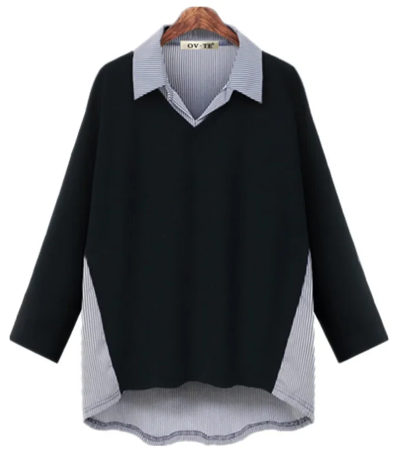 Универсальная рубашка с воротником из двух частей иллюзорный топ свободная