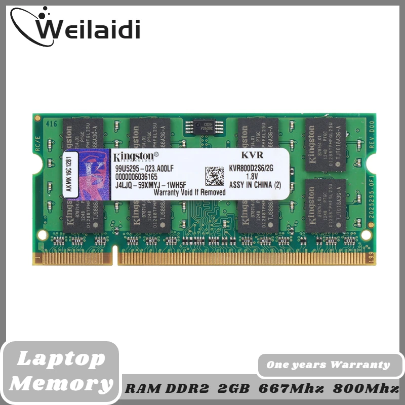 

Kingston Laptop Notebook 2GB PC2 5300S 6400S SO-DIMM 667MHZ 800MHZ ECC 204 Laptop Notebook 204pin 1.8V 2 GB Memory RAM