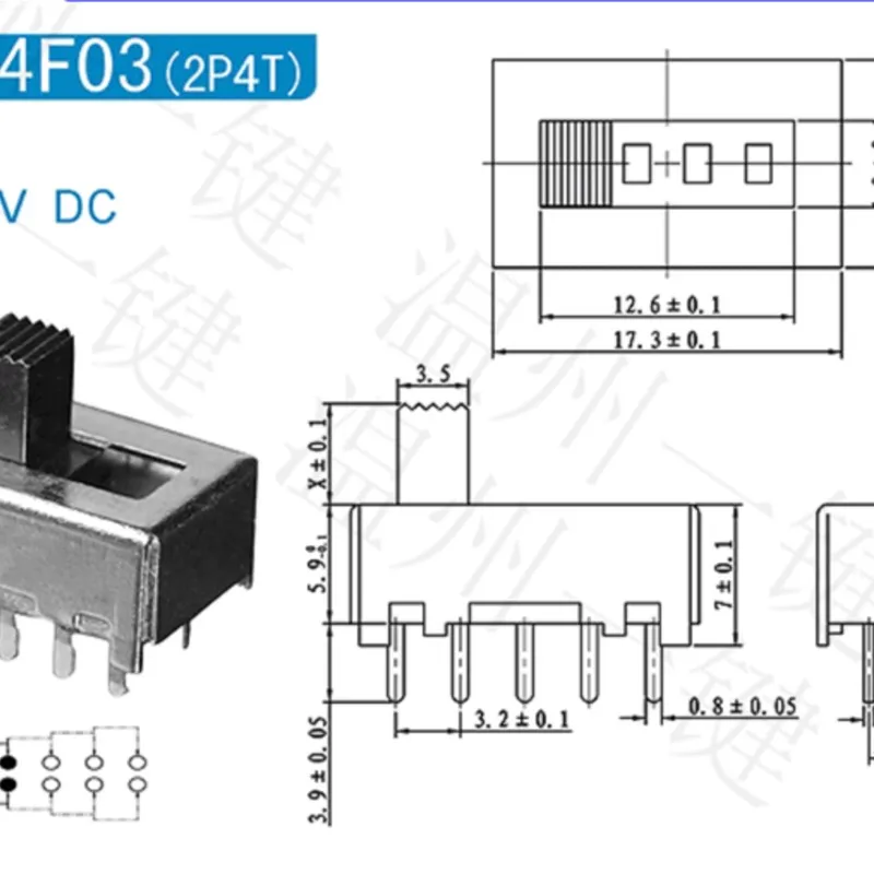 10 шт. SS-24F03 2P4T двухполюсный четырехпозиционный ползунковый переключатель