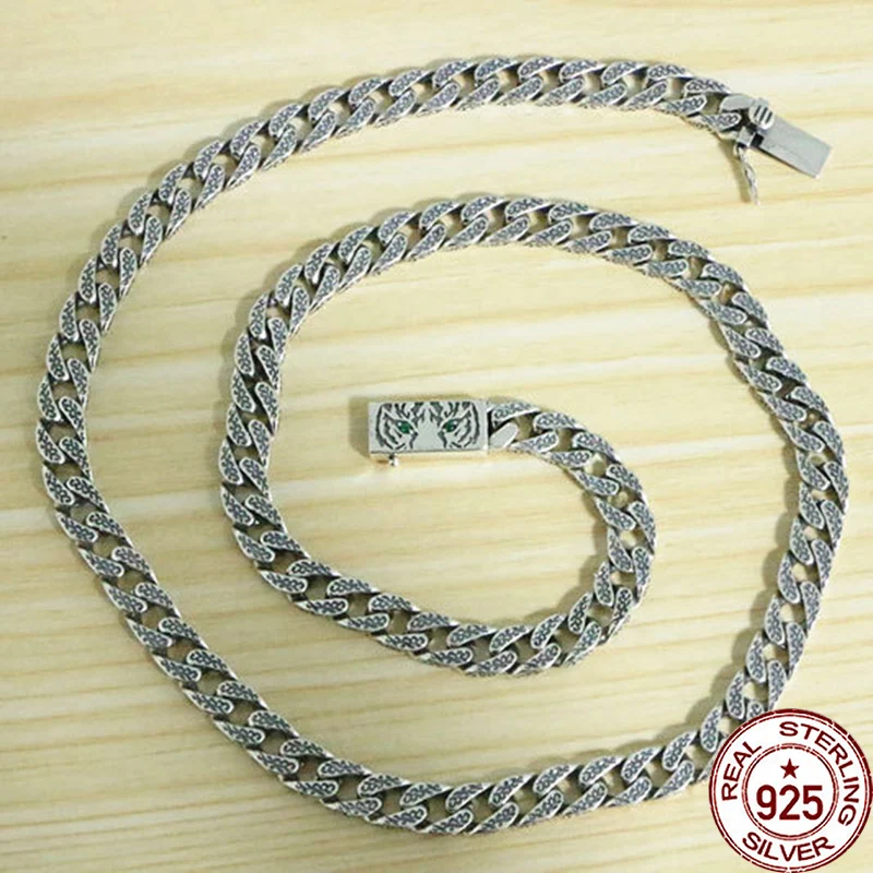 Ожерелье из стерлингового серебра S925 пробы в национальном стиле ретро Тигр