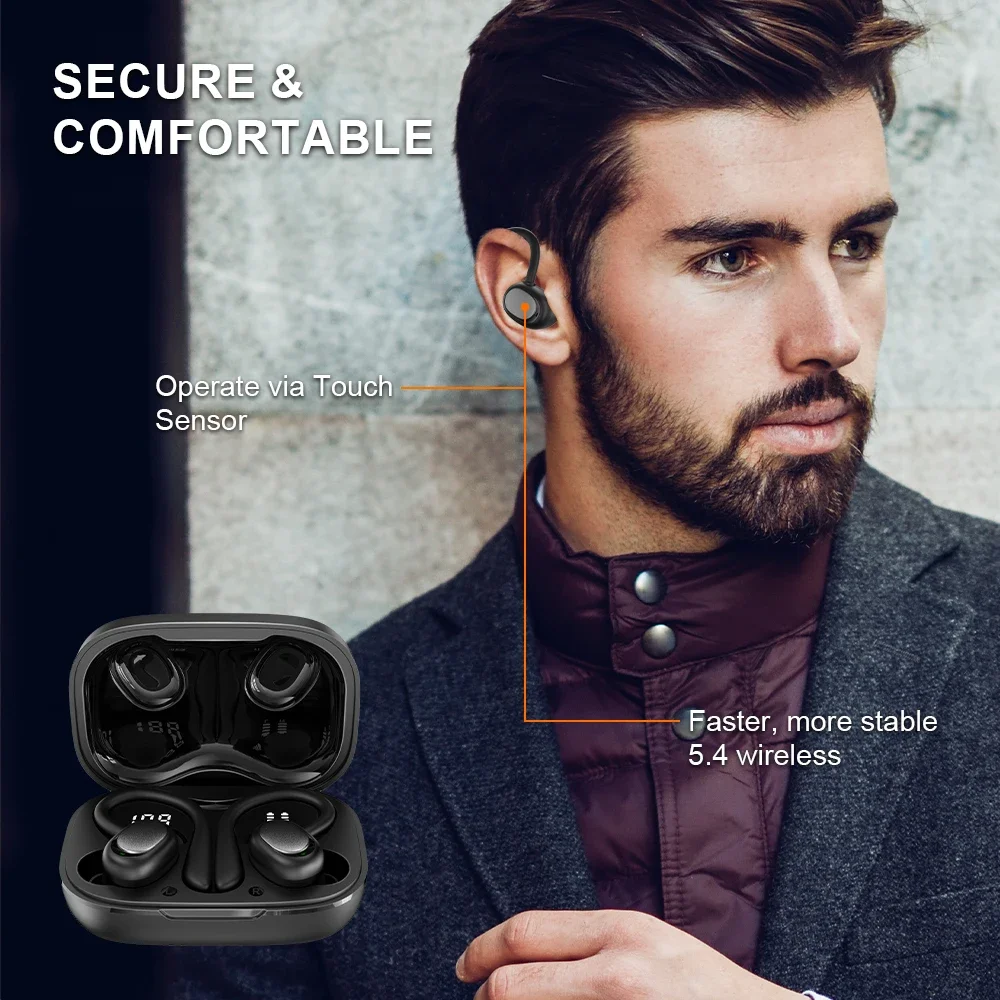 Фото Оригинальные беспроводные наушники Sony SP180, Tws наушники с микрофоном, спортивные наушники с зажимом для ушей, стереонаушники-вкладыши со светодиодным дисплеем №4