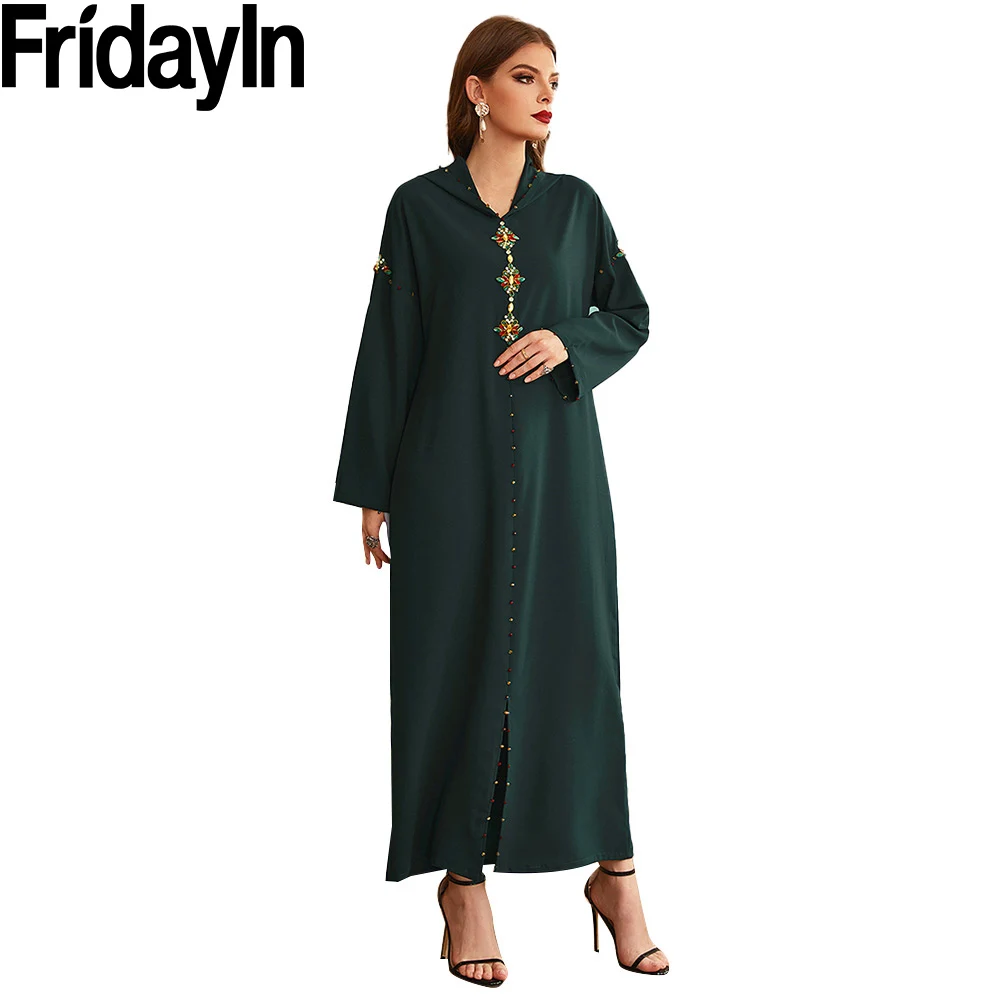 

Fridayin Дубай Abaya Саудовская, Арабская, Турецкая, мусульманская, длинное платье Abaya s для женщин, кафтан, женское вечернее платье