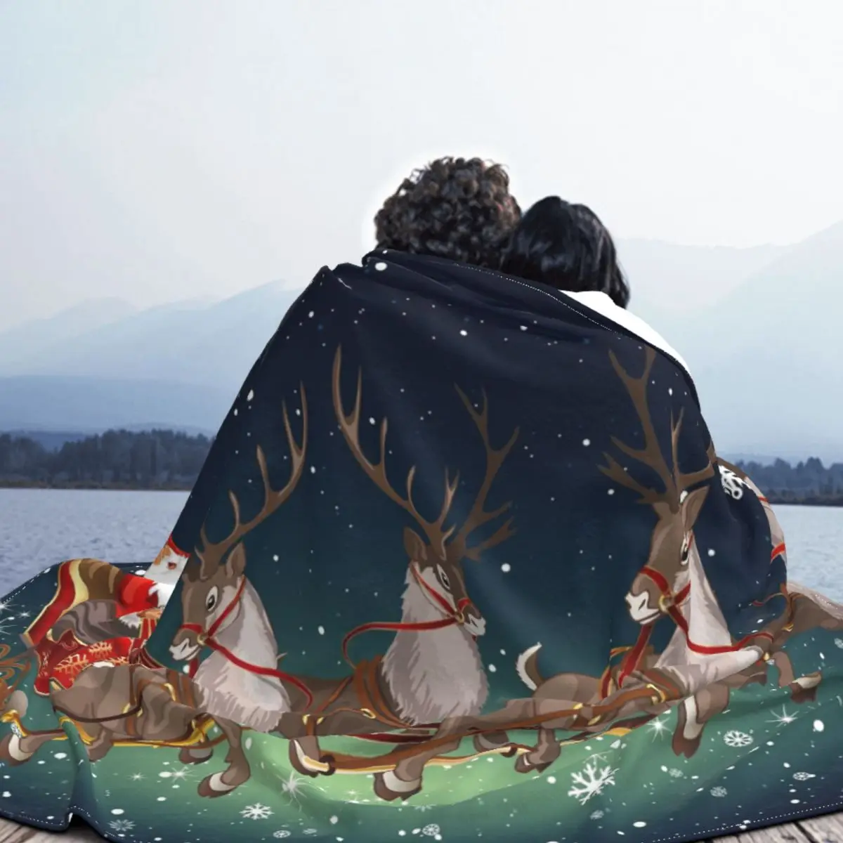 Фланелевое Одеяло с рождественскими оленями и Сантой покрывало на Рождество