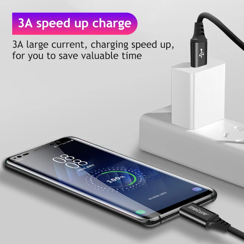 Кабель Micro USB 3 А 2 м 1 для передачи данных и быстрой зарядки Android |