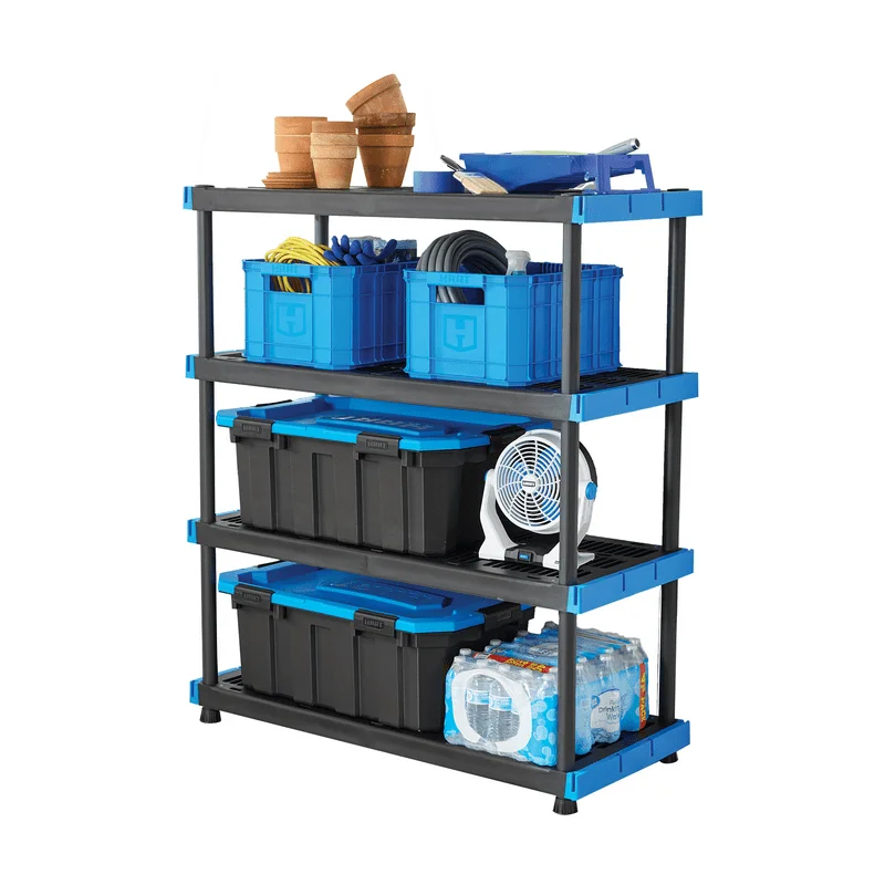 

Tier 20" x 48" Interlocking Plastic Shelving Unit, Black