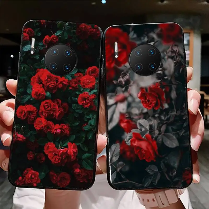 

Bright Red Rose Flowers Phone Case for Huawei Mate 20 10 9 40 30 lite pro X Nova 2 3i 7se