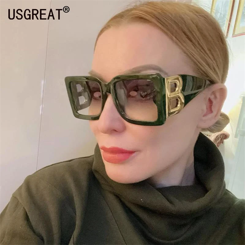 

Fashion Large Frame B Letter Frame Sunglasses Women 2022 Luxury Brand Retro Square Sun Glasses Men Gradient Shades Eyewear