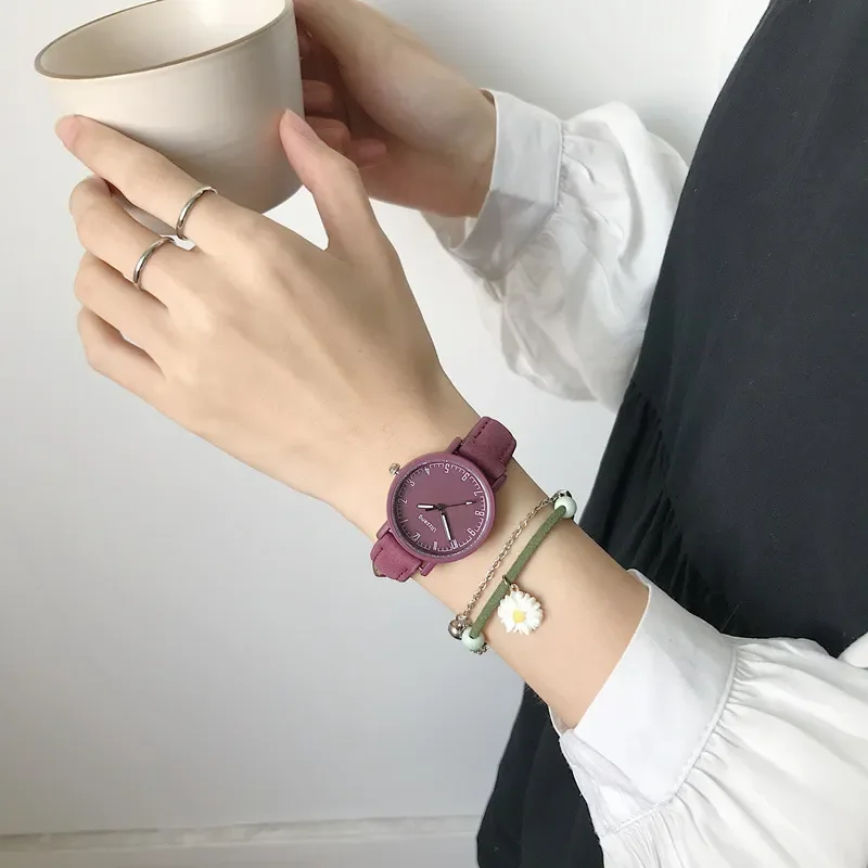 Leather Simple Women Watches Ulzzang Brand Fashion Quartz Watch Qualities Ladies Wristwatches Retro Casual Female Clock