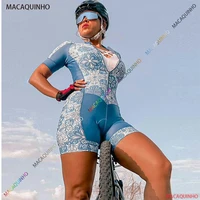 2022 womens short sleeve cycling jersey triathlon skinsuit sets macaquinho ciclismo feminino jumpsuit kits 20d gel pad summer