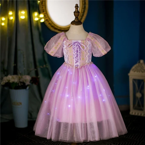 Платье принцессы Рапунцель для девочек, причудливое детское платье на день рождения, карнавал, Хэллоуин, костюм для косплея, летняя детская одежда