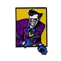 evil clown villain with a pistol television brooches badge for bag lapel pin buckle jewelry gift for friends