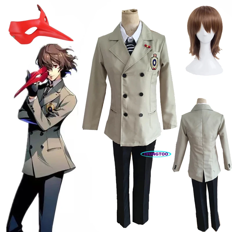 

Anime Persona 5 Cosplay Goro Akechi School Uniform P5 Costumes Suits Cosplay Costume Outfits wig Custom Made