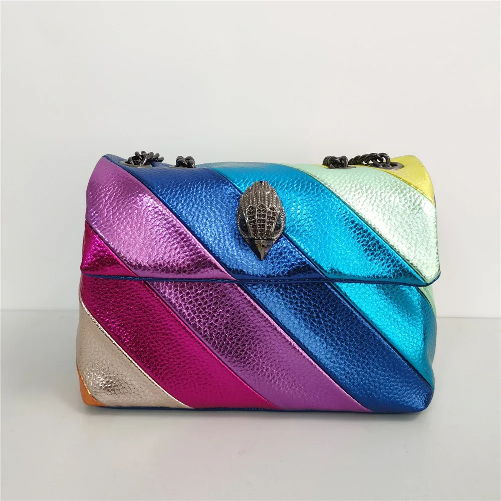 

Summer Rainbow Handbag Metallic Jointing PU Shoulder Bag Colorful Mini Crossbody Bag